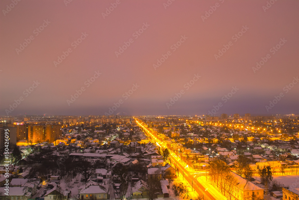 Beautiful evening town panorama
