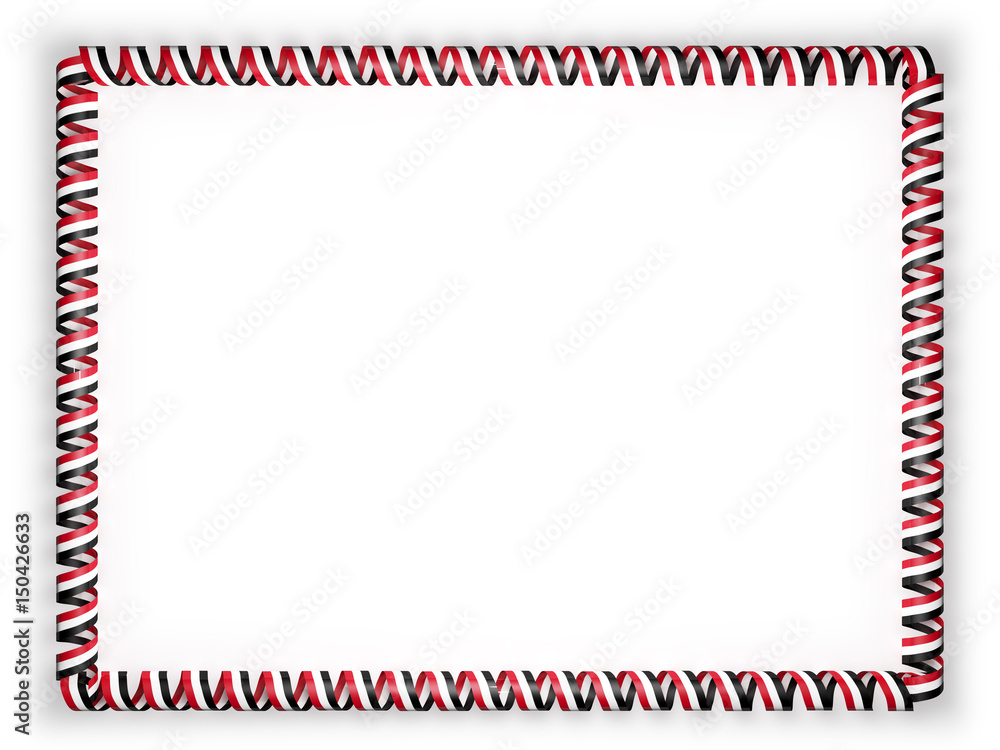 Frame and border of ribbon with the Yemen flag. 3d illustration Frame and border of ribbon with the Yemen flag. 3d illustration