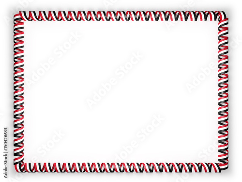 Frame and border of ribbon with the Yemen flag. 3d illustration