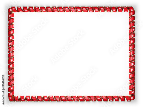 Frame and border of ribbon with the Tunisia flag, edging from the golden rope. 3d illustration