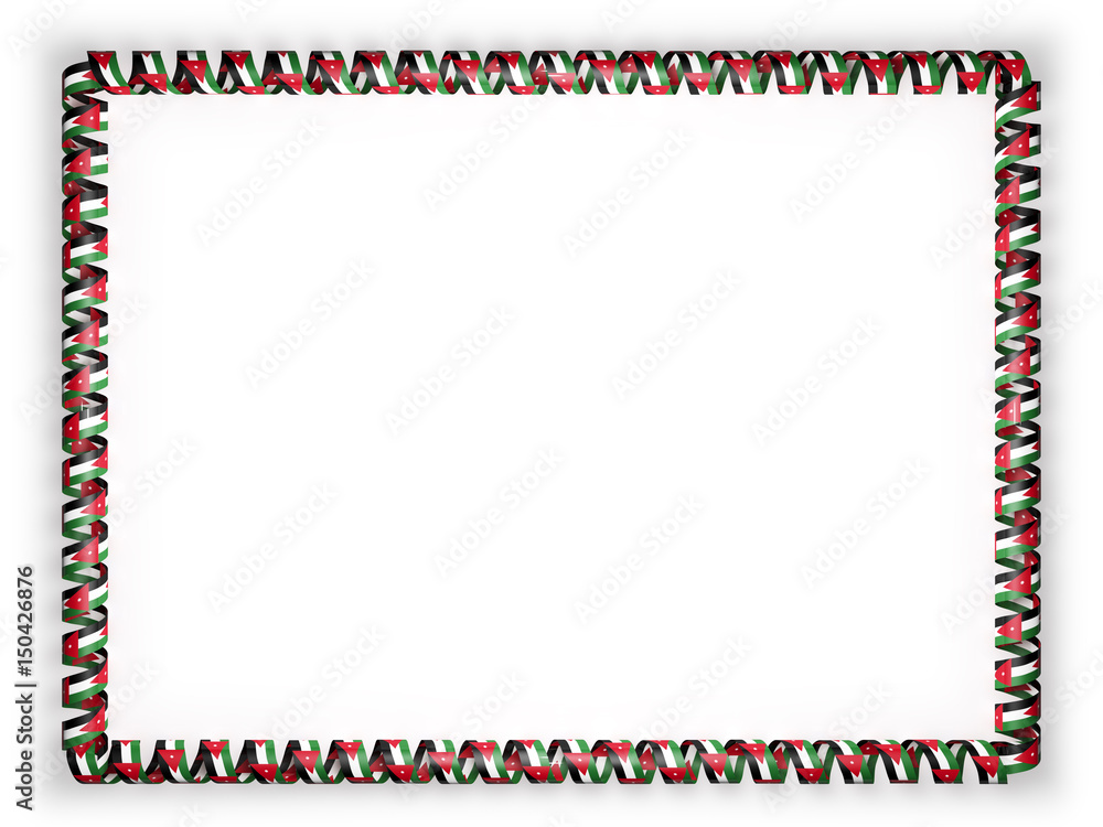 Frame and border of ribbon with the Jordan flag. 3d illustration Frame and border of ribbon with the Jordan flag. 3d illustration