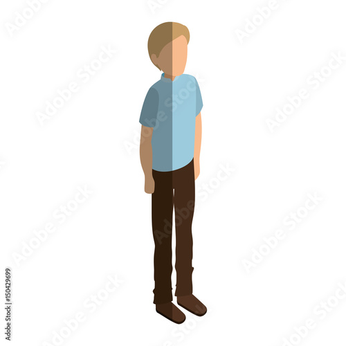 young man avatar character isometric vector illustration design
