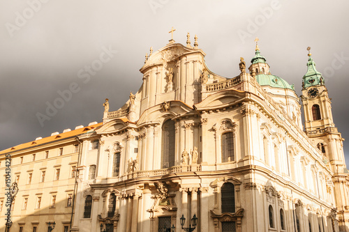 The Church of St. Nicholas on the old town square in Prague, monumental religious building, the main temple of the Czechoslovak Hussite Church. On Orthodox holidays around the temple is a procession.