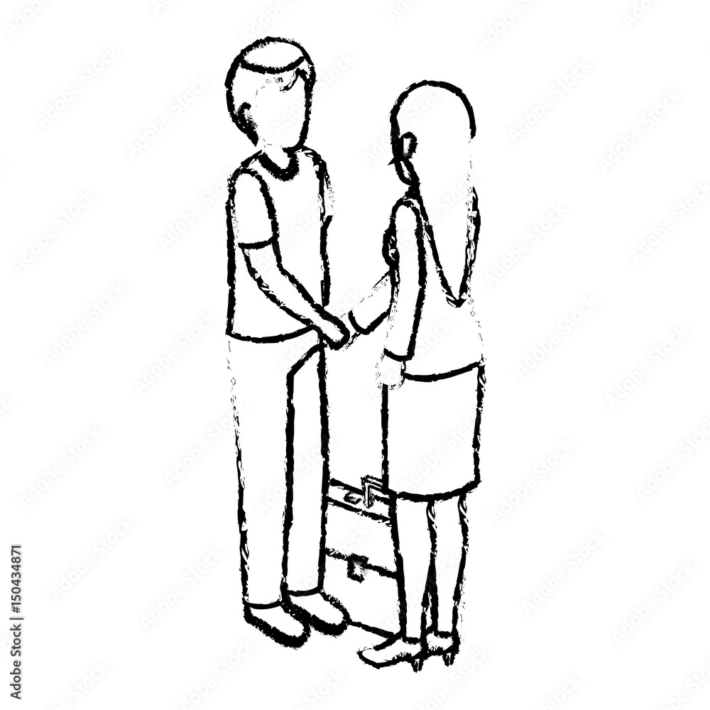 young couple avatars characters isometric vector illustration design