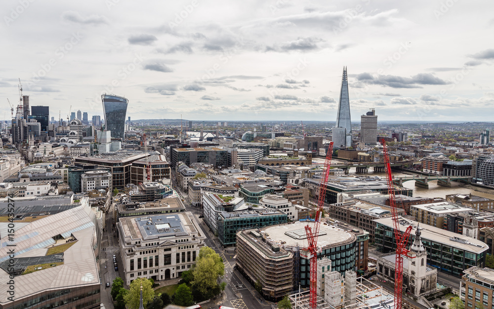 London Buildings seen from the top of the Sant paul Cathedral