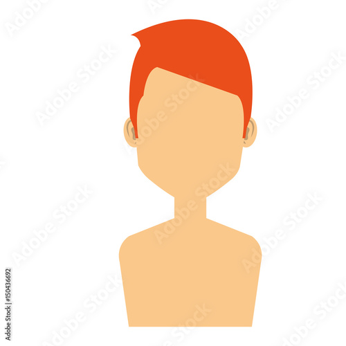 young man shirtless avatar character vector illustration design