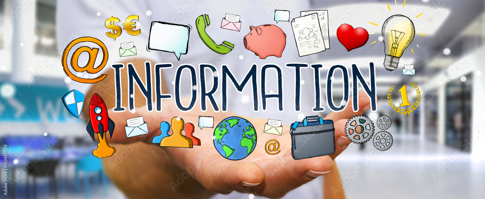 Fototapeta premium Businessman using hand-drawn presentation