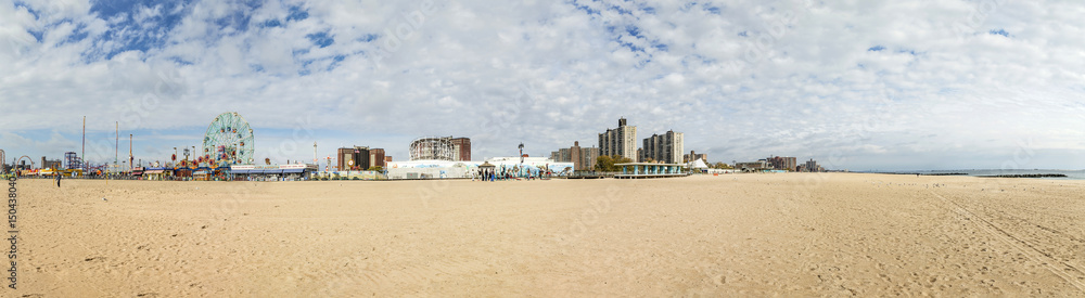 people visit famous old promenade at Coney Island, the amusement beach zone of New York people visit famous old promenade at Coney Island, the amusement beach zone of New York