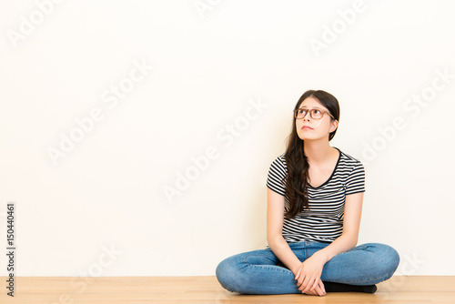 Thoughtful young girl thinks worry