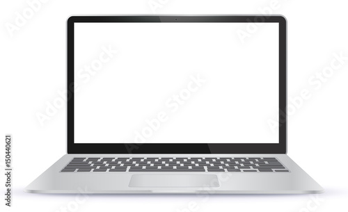 Laptop Computer With Blank Screen Isolated On White Background

