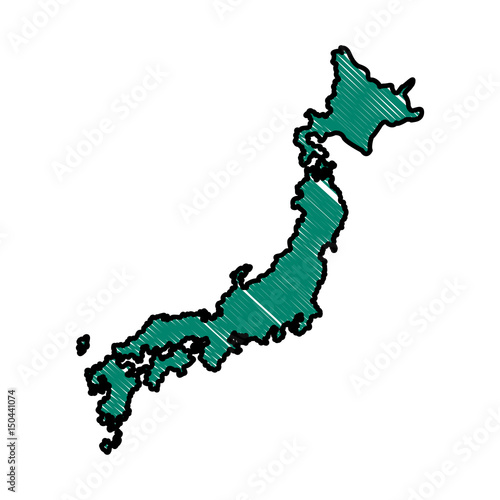 drawing green japanese map island tourims destination vector illustration