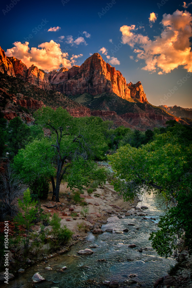 The Watchman overlooking the Virgin River in Zion National Park