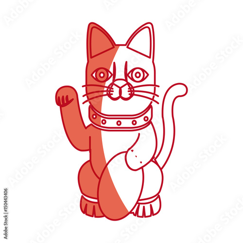 cat maneki neko fortune money tradition japan vector illustration