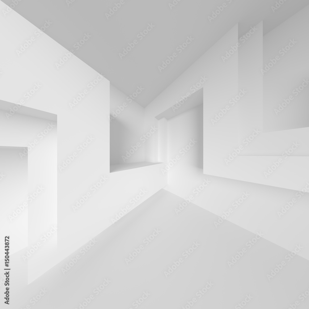 White Modern Architecture Background. Abstract Building Blocks White Modern Architecture Background. Abstract Building Blocks