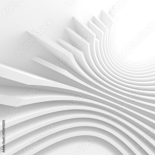 White Circular Tunnel. Modern Geometric Wallpaper. Futuristic Technology Design