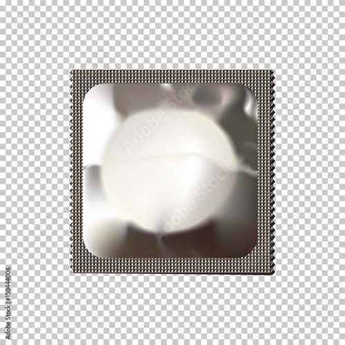 Vector realistic condom isolated on transparent background.