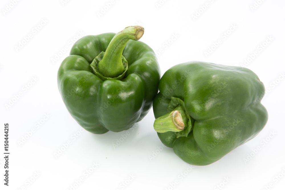 Green capsicum or sweet pepper isolated on white background Green capsicum or sweet pepper isolated on white background