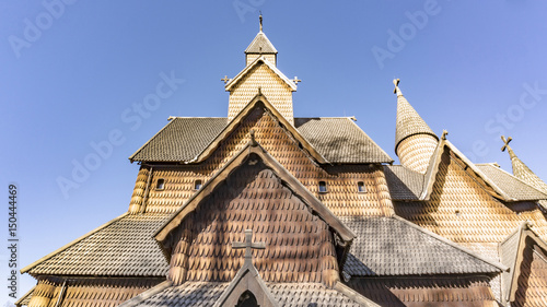 Old wooden Heddal stavkirke in Norway photo