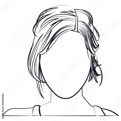 silhouette faceless woman fashion hairstyle line vector illustration