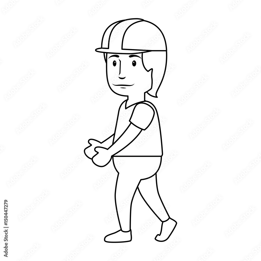 construction worker with safety helmet, cartoon icon over white background.  vector illustration Stock Vector | Adobe Stock