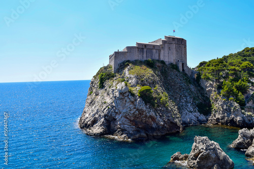 The Lovrijenac Fortress on cliffs over the Adriatic Sea in Dubrovnik, Croatia