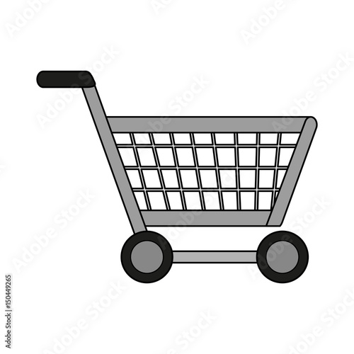 colorful image cartoon metallic shopping cart with wheels vector illustration