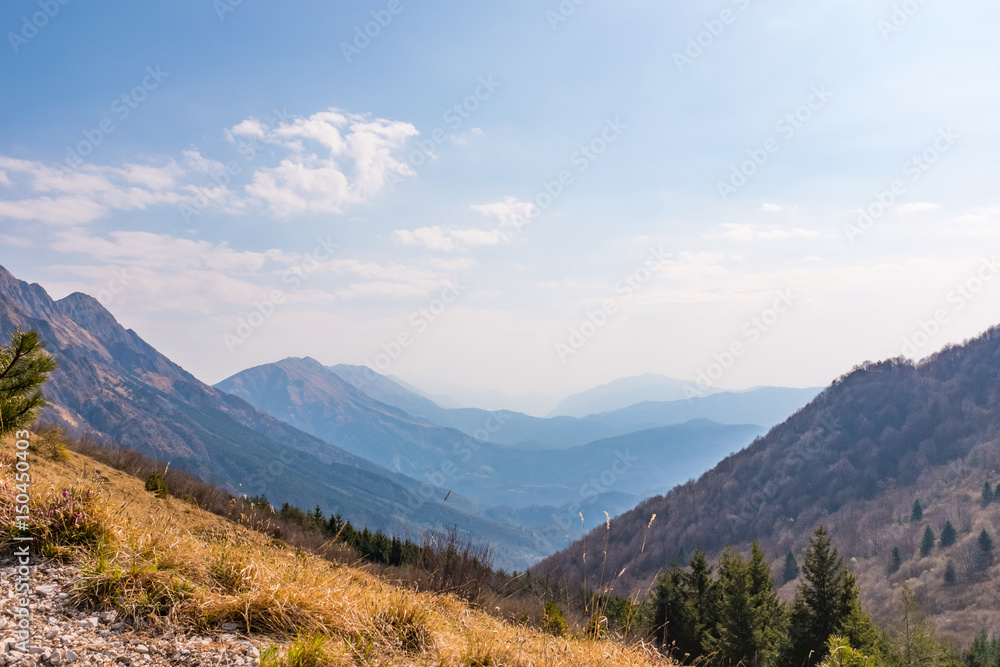 Julian Alps in Slowenia from Monte Chiampon in Italy Julian Alps in Slowenia from Monte Chiampon in Italy
