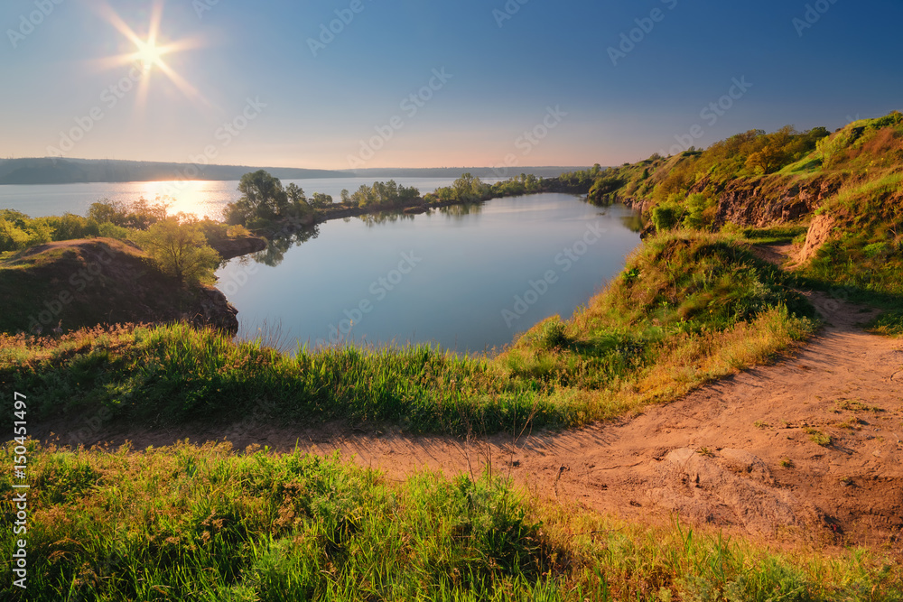 A beautiful magical lake on a summer morning at dawn VII
