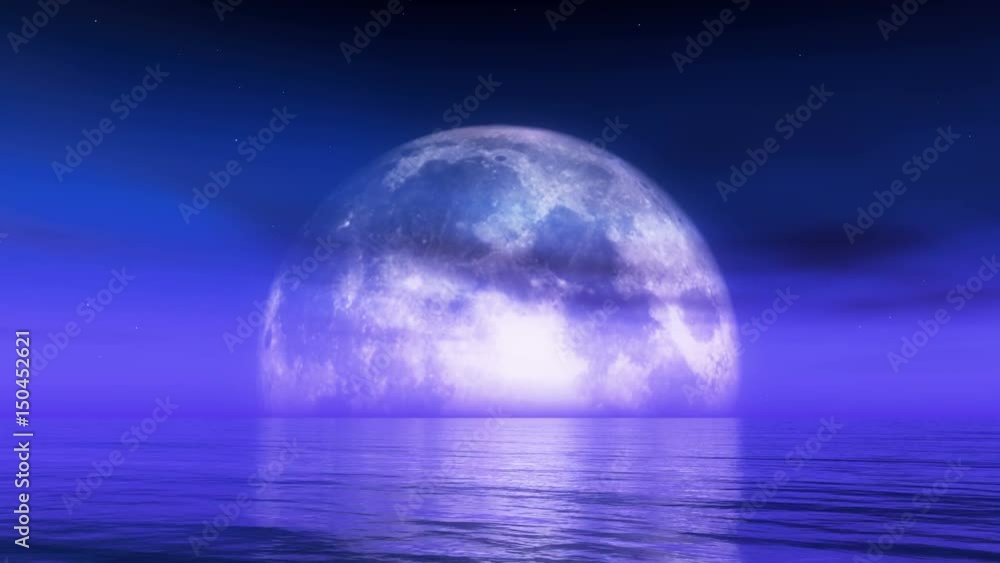 4k timelapse full moon rises from the water,reflect on the sea,Science Fiction Scene,purple cloud & smoke flying. 4k timelapse full moon rises from the water,reflect on the sea,Science Fiction Scene,purple cloud & smoke flying.