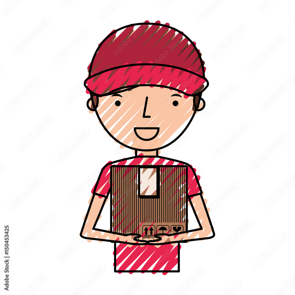 delivery worker with box avatar character vector illustration design delivery worker with box avatar character vector illustration design