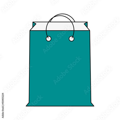 color silhouette cartoon blue bag for shopping with handles vector illustration