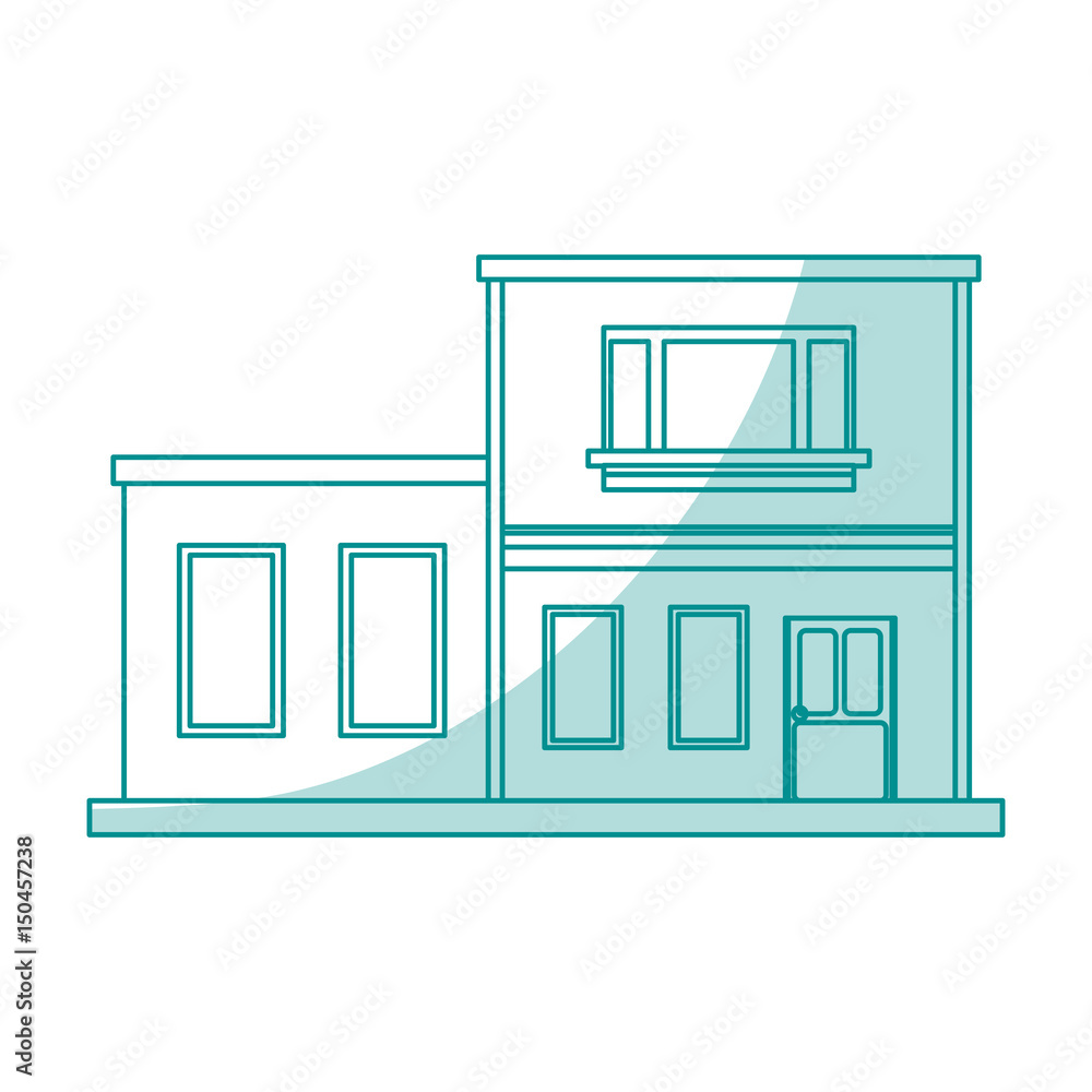 blue shading silhouette cartoon facade two house floors without roof vector illustration blue shading silhouette cartoon facade two house floors without roof vector illustration