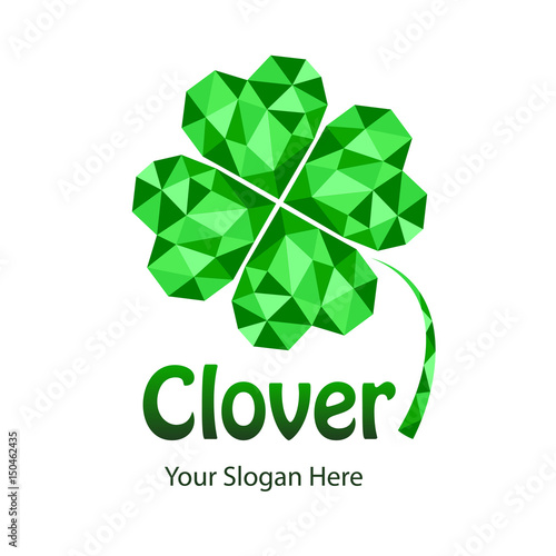 Abstract clover green logo. The symbol of luck.