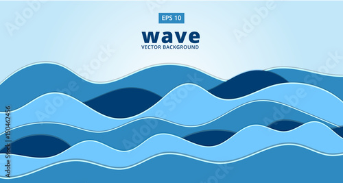 blue ocean sea wave vector background © phochi