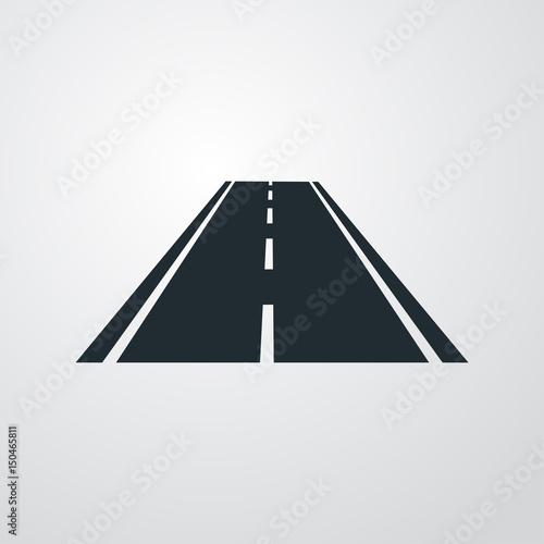 Icono plano carretera en perspectiva en fondo degradado