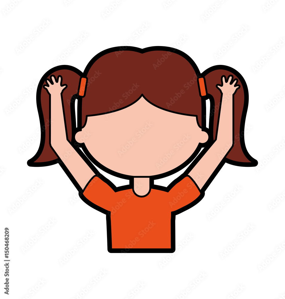 cute little girl student with hands up vector illustration design cute little girl student with hands up vector illustration design