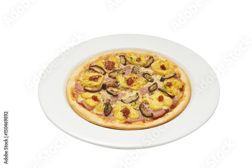 Isolate and clipping path of pizza hawaiian.