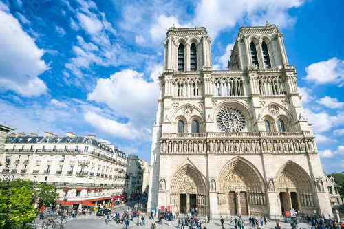Scenic morning view of the Cathedral of Notre Dame in Paris, France