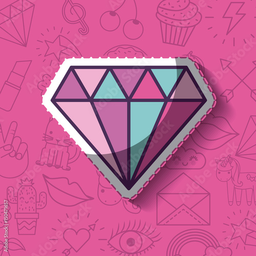 diamond girly icon over background image vector illustration design 