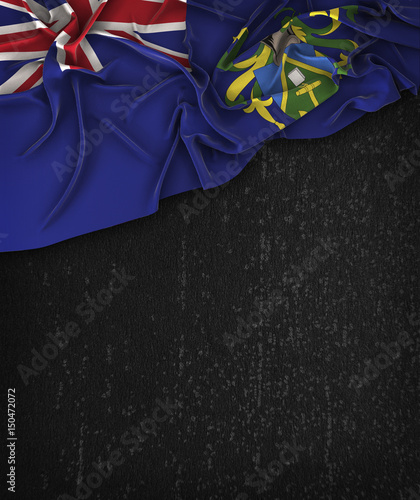 Pitcairn Islands Flag Vintage on a Grunge Black Chalkboard With Space For Text
