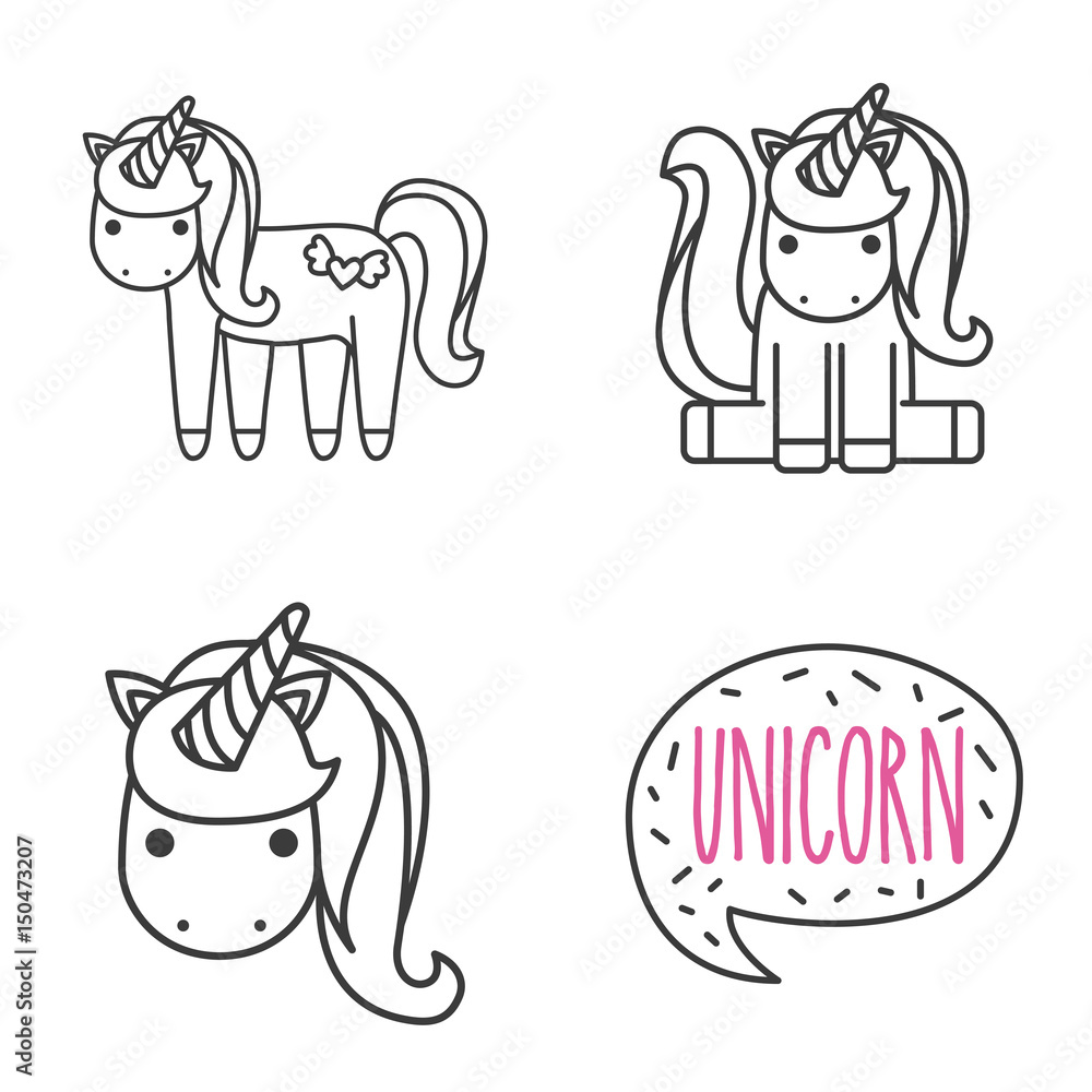 Fototapeta premium unicorn and lettering girly icon image vector illustration design 