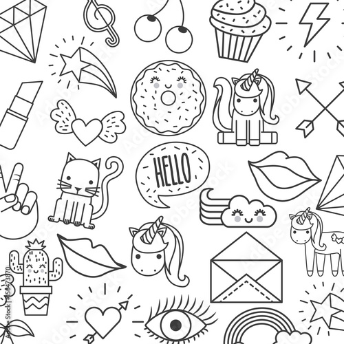 assorted girly icons image vector illustration design 