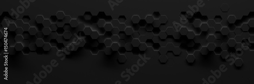 Extra-dark wide hexagonal background (3d illustration)