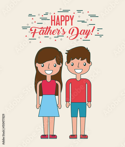 happy fathers day related icons and lettering image vector illustration design 