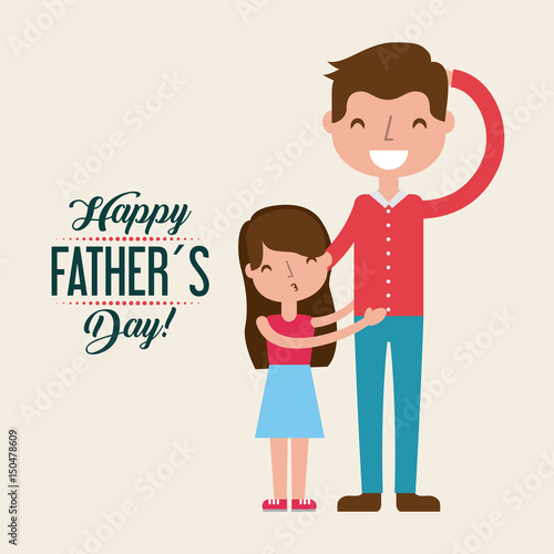 happy fathers day related icons and lettering image vector illustration design 