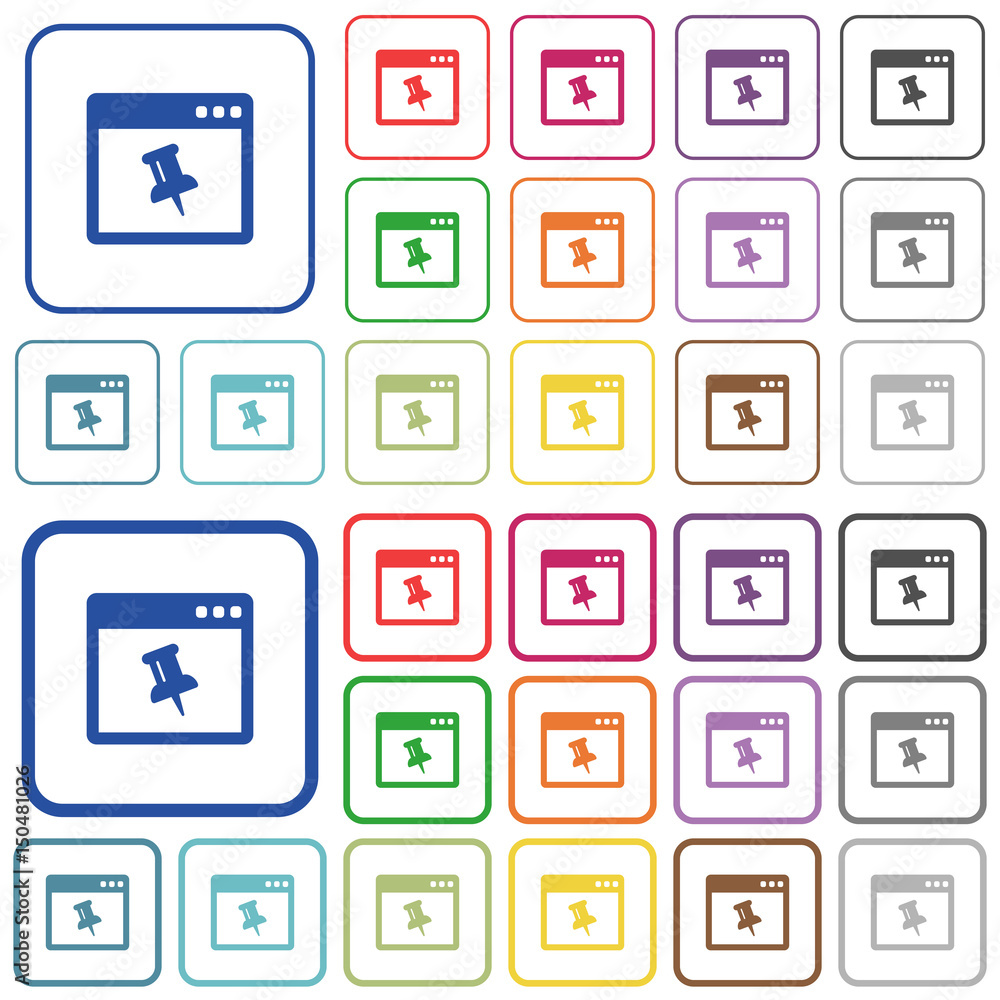 Application pin outlined flat color icons Application pin outlined flat color icons