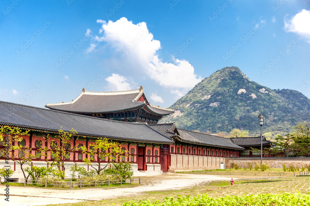 Gyeongbokgung Palace in Seoul, South Korea. At spring