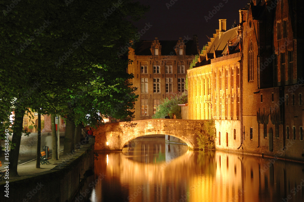 Bruges canaux la nuit