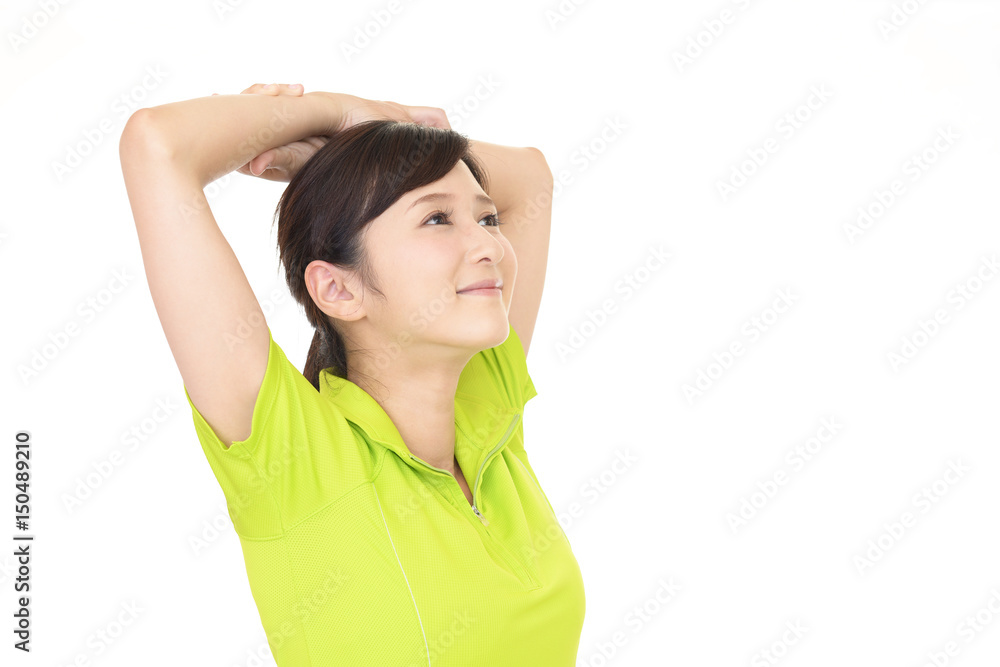ストレッチをする女性 ストレッチをする女性