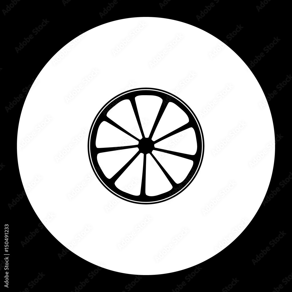 slice of lemon or orange fruit simple black isolated icon eps10